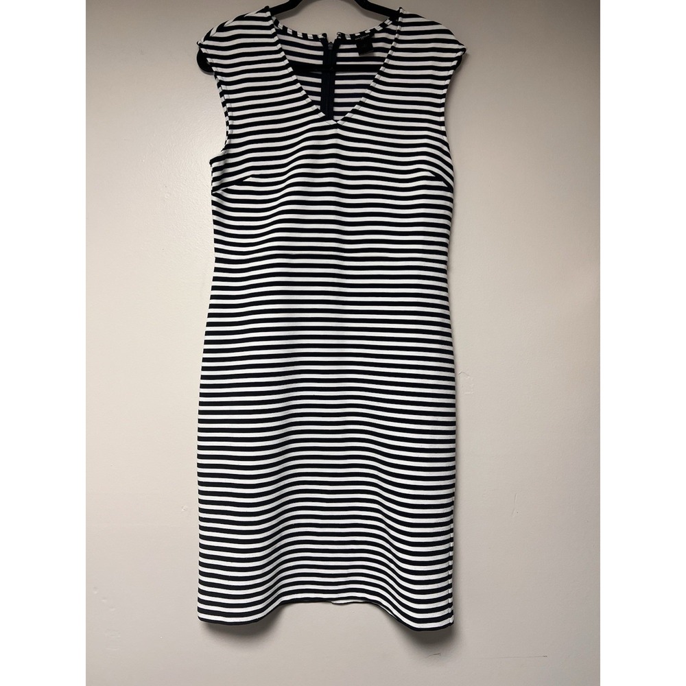 Ann Taylor Women's Navy And White Striped Dress Size 8